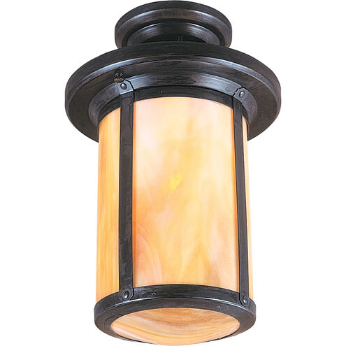 Berkeley 1 Light 8.88 inch Mission Brown Semi-Flush Mount Ceiling Light in Amber Mica