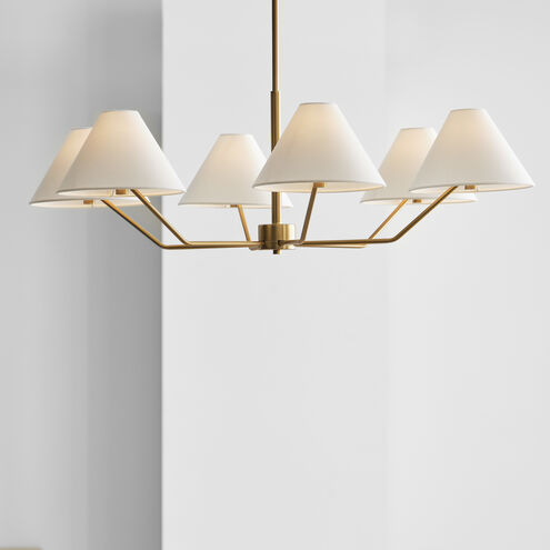 Drew & Jonathan Burke 6 Light 38 inch Satin Brass Chandelier Ceiling Light