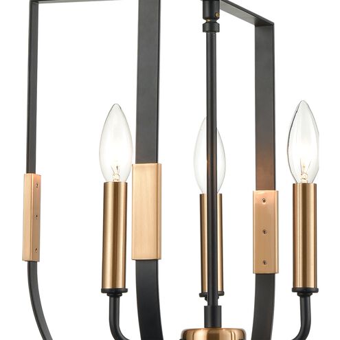 Heathrow 3 Light 14 inch Matte Black with Satin Brass Pendant Ceiling Light