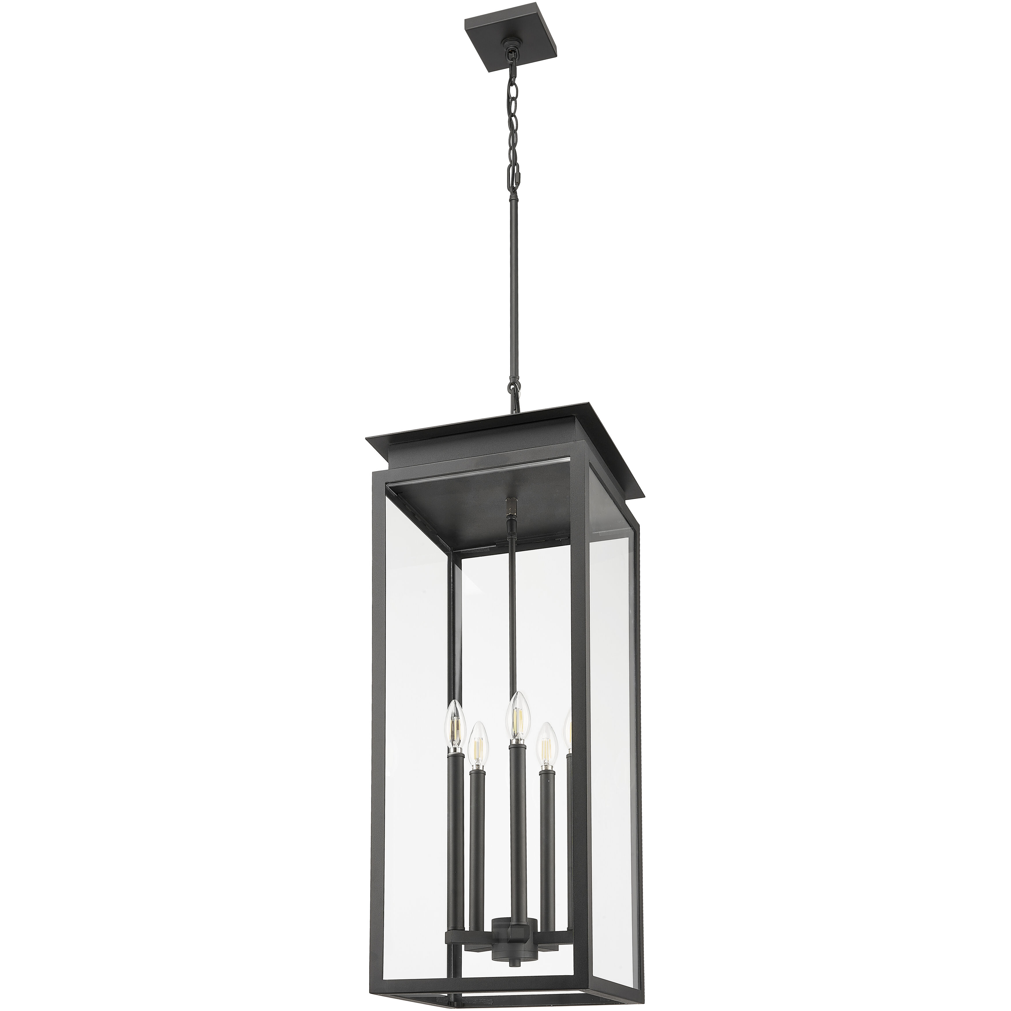 Nova 5 Light 12.5 inch Black Outdoor Chain Mount Ceiling Fixture