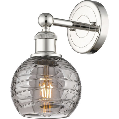 Edison Athens Deco Swirl 1 Light 5.88 inch Polished Nickel Sconce Wall Light