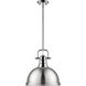Duncan 1 Light 14 inch Chrome Pendant Ceiling Light in Pewter, Large
