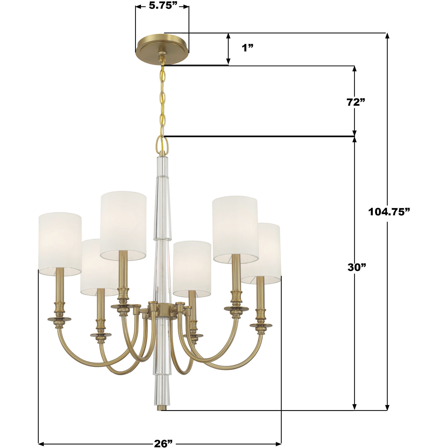 Lloyd 6 Light 26 inch Aged Brass Chandelier Ceiling Light