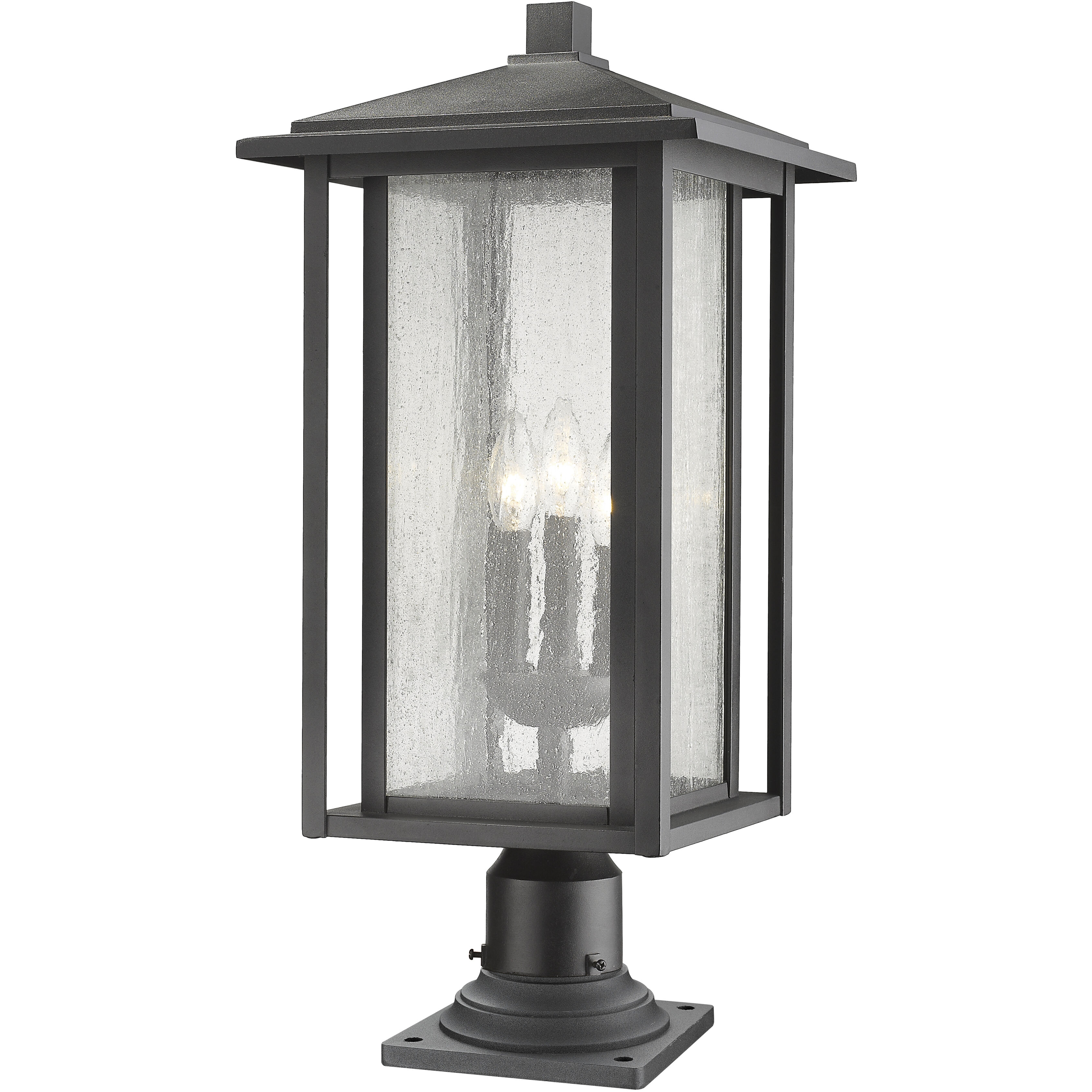 Aspen 3 Light 24.5 inch Black Outdoor Pier Mounted Fixture