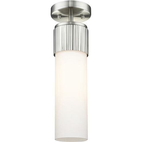 Bolivar 1 Light 4 inch Satin Nickel Flush Mount Ceiling Light in Matte White Glass