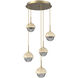 Cabochon LED Gilded Brass with Travertine Stone Pendant Chandelier Ceiling Light in Smoke, 2700K LED
