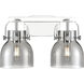 Pilaster II Bell 2 Light 17 inch Polished Chrome Bath Vanity Light Wall Light in Plated Smoke Glass