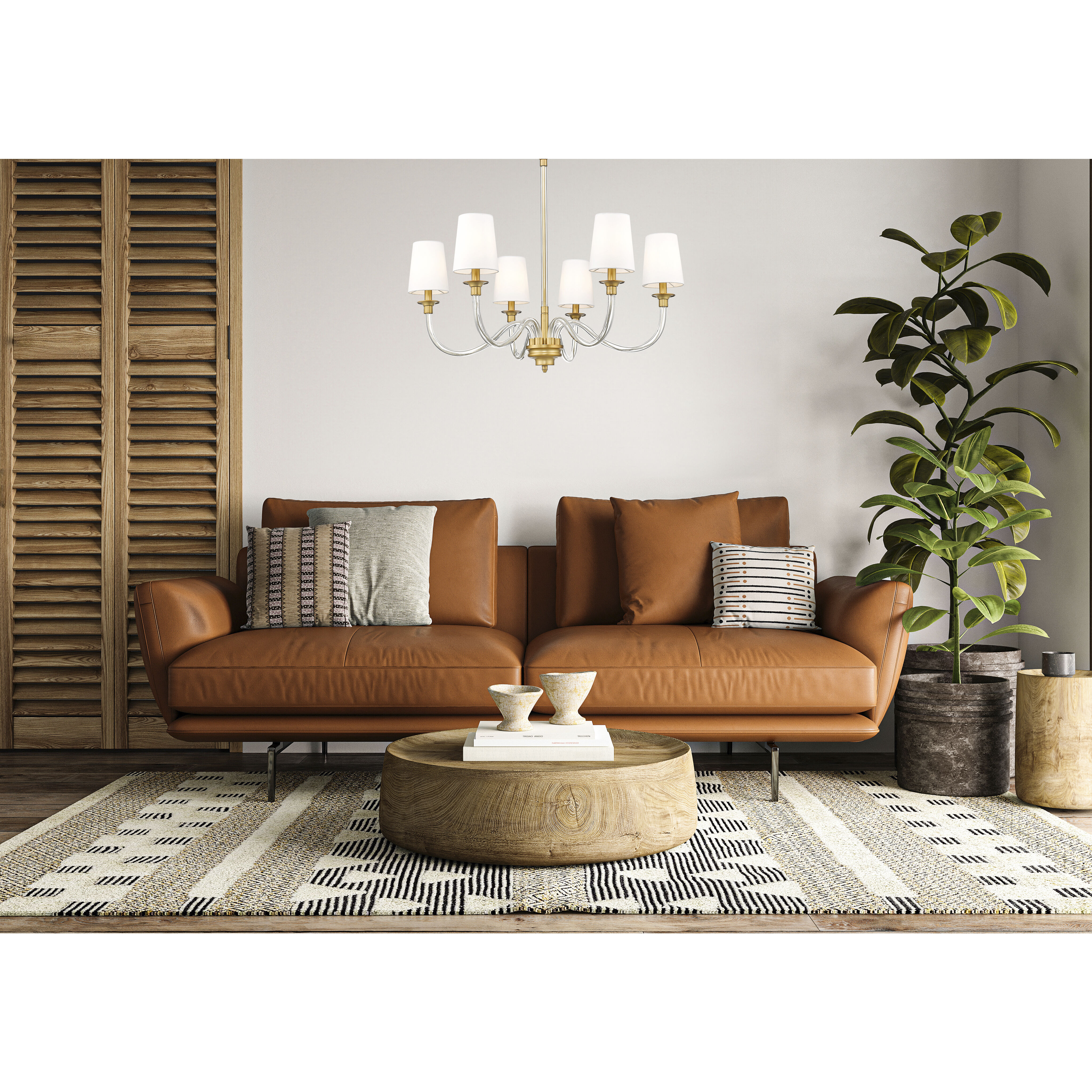 Katerina 6 Light 32 inch Rubbed Brass Chandelier Ceiling Light