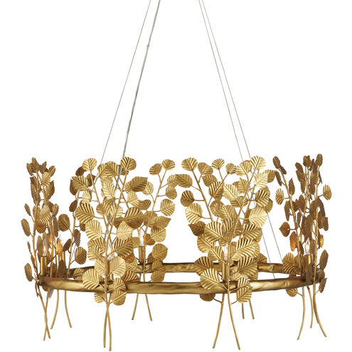 Golden Eucalyptus 8 Light 38 inch Contemporary Gold Leaf Chandelier Ceiling Light, Aviva Stanoff Collection