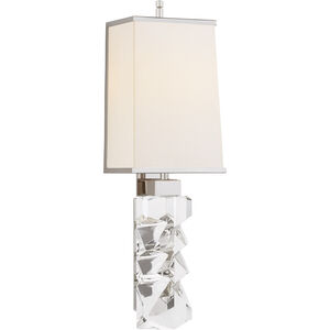 Thomas O'Brien Argentino 2 Light 6.5 inch Crystal and Polished Nickel Sconce Wall Light in Crystal with Polished Nickel, Linen with Polished Nickel Trim, Large