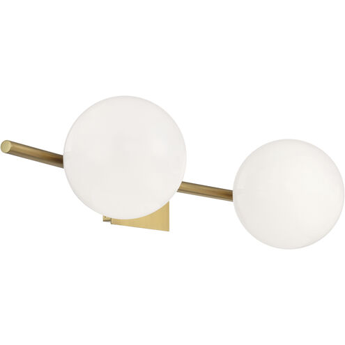 Perch 2 Light 24 inch Satin Brass with Opal Vanity Light Wall Light