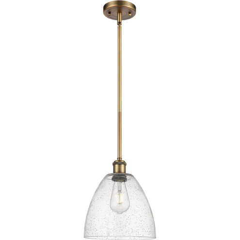 Ballston Dome 1 Light 9 inch Brushed Brass Mini Pendant Ceiling Light in Seedy Glass