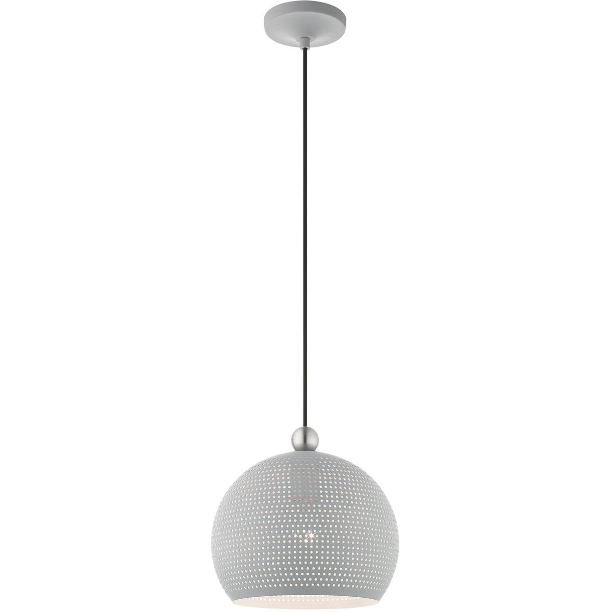 Dublin 1 Light 10 inch Nordic Gray with Brushed Nickel Accents Pendant Ceiling Light