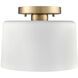 Fiero 1 Light 10 inch Matte White with Gold Semi Flush Mount Ceiling Light