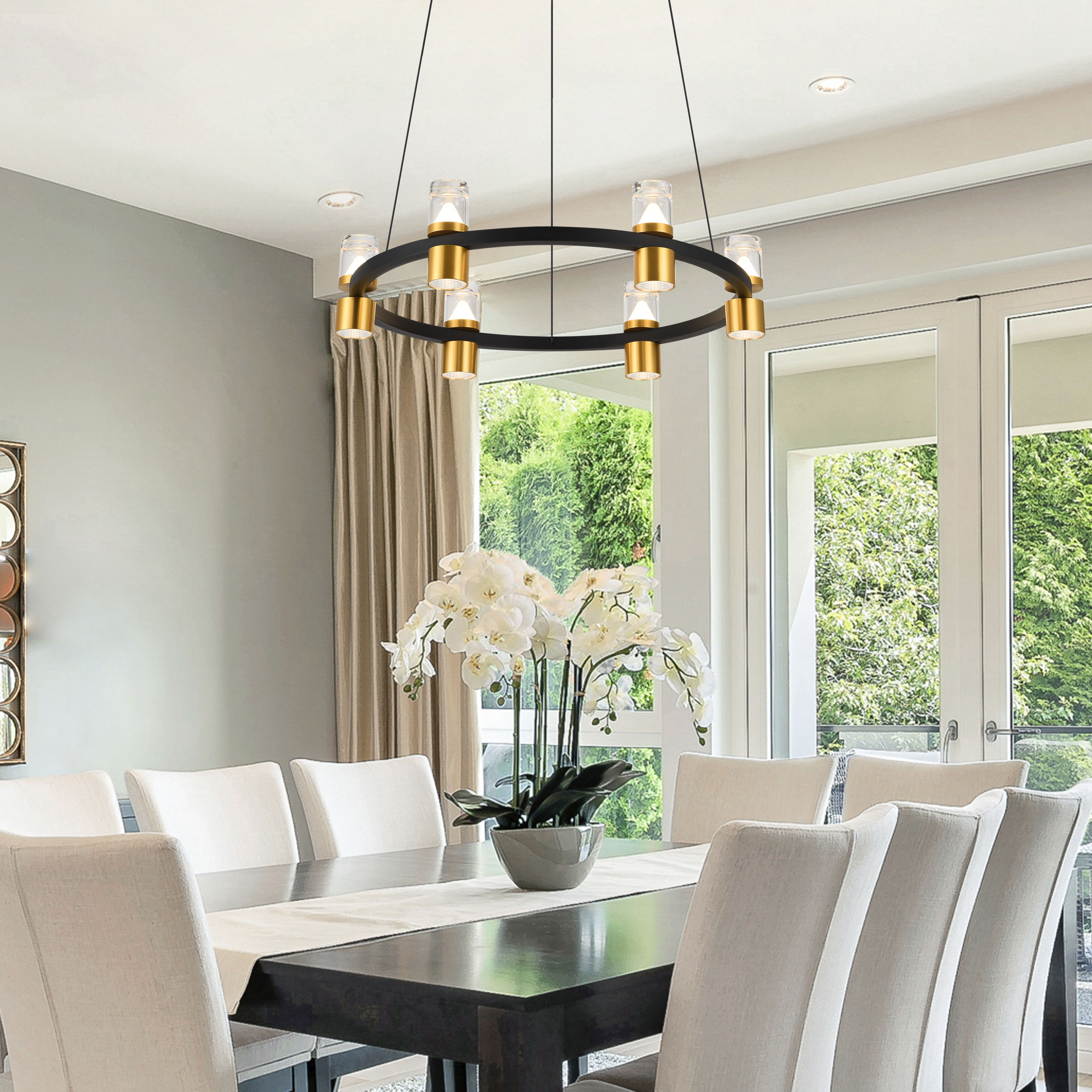 Ellegi Series 24 inch Black/Gold Chandelier Ceiling Light, Artisan Collection