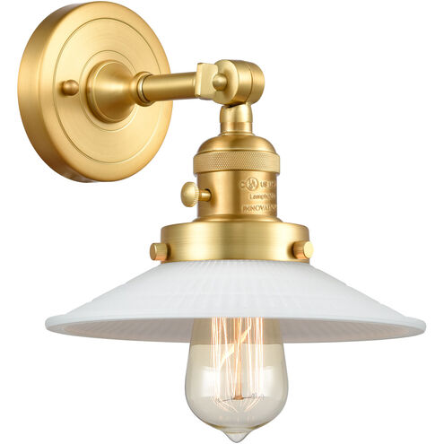 Franklin Restoration Halophane 1 Light 9 inch Satin Gold Sconce Wall Light in Matte White Halophane Glass, Franklin Restoration