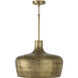 Myriah 1 Light 19.5 inch Tibetan Hammered Brass Pendant Ceiling Light