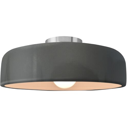 Radiance 1 Light 13 inch Gloss Grey and Brushed Nickel Semi Flush Ceiling Light