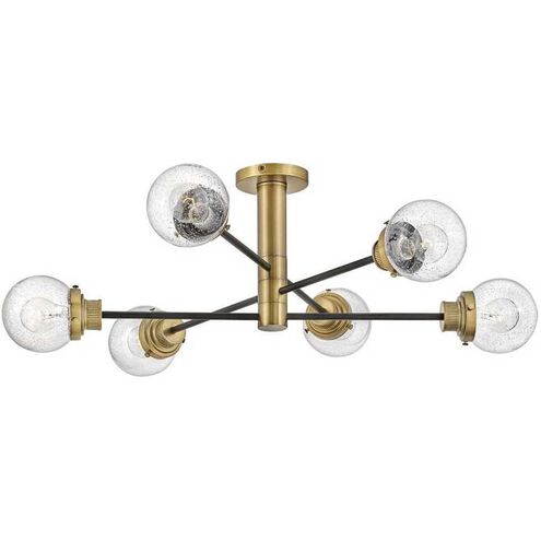 Poppy 6 Light 36 inch Black with Heritage Brass Indoor Semi-Flush Mount Ceiling Light