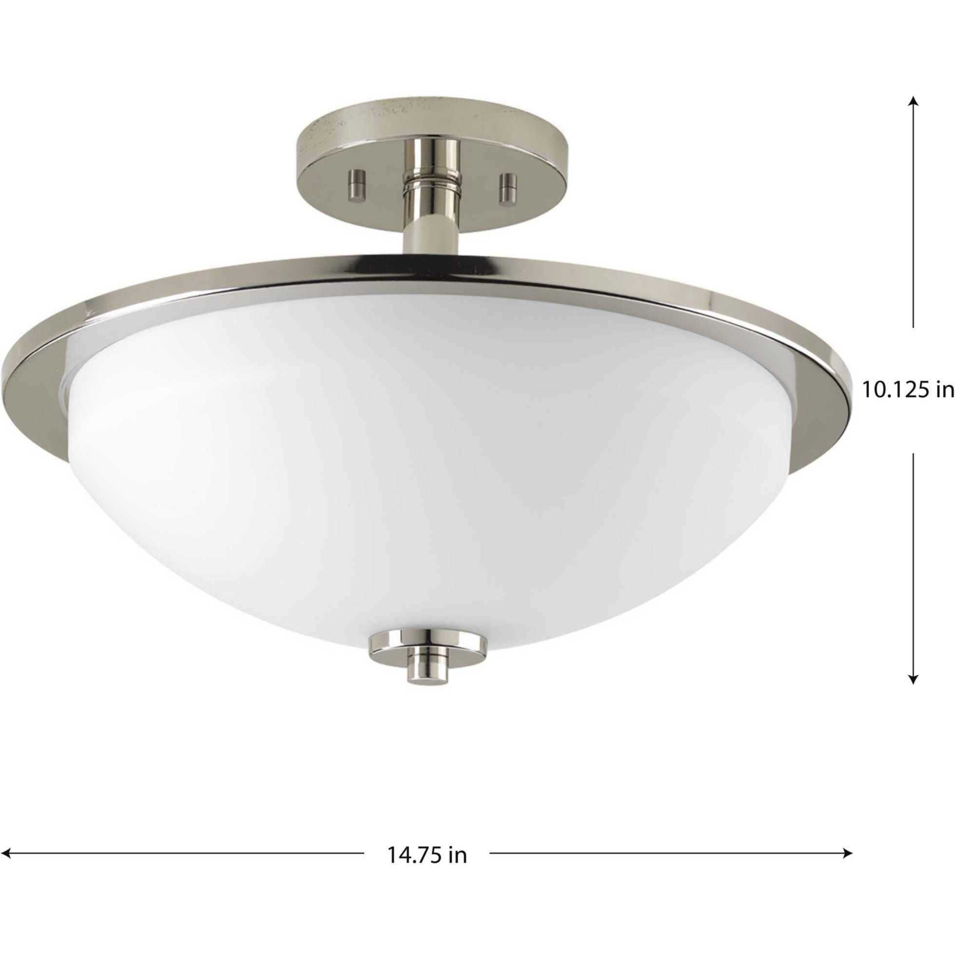 Replay 2 Light 15 inch Polished Nickel Semi-Flush Mount Ceiling Light