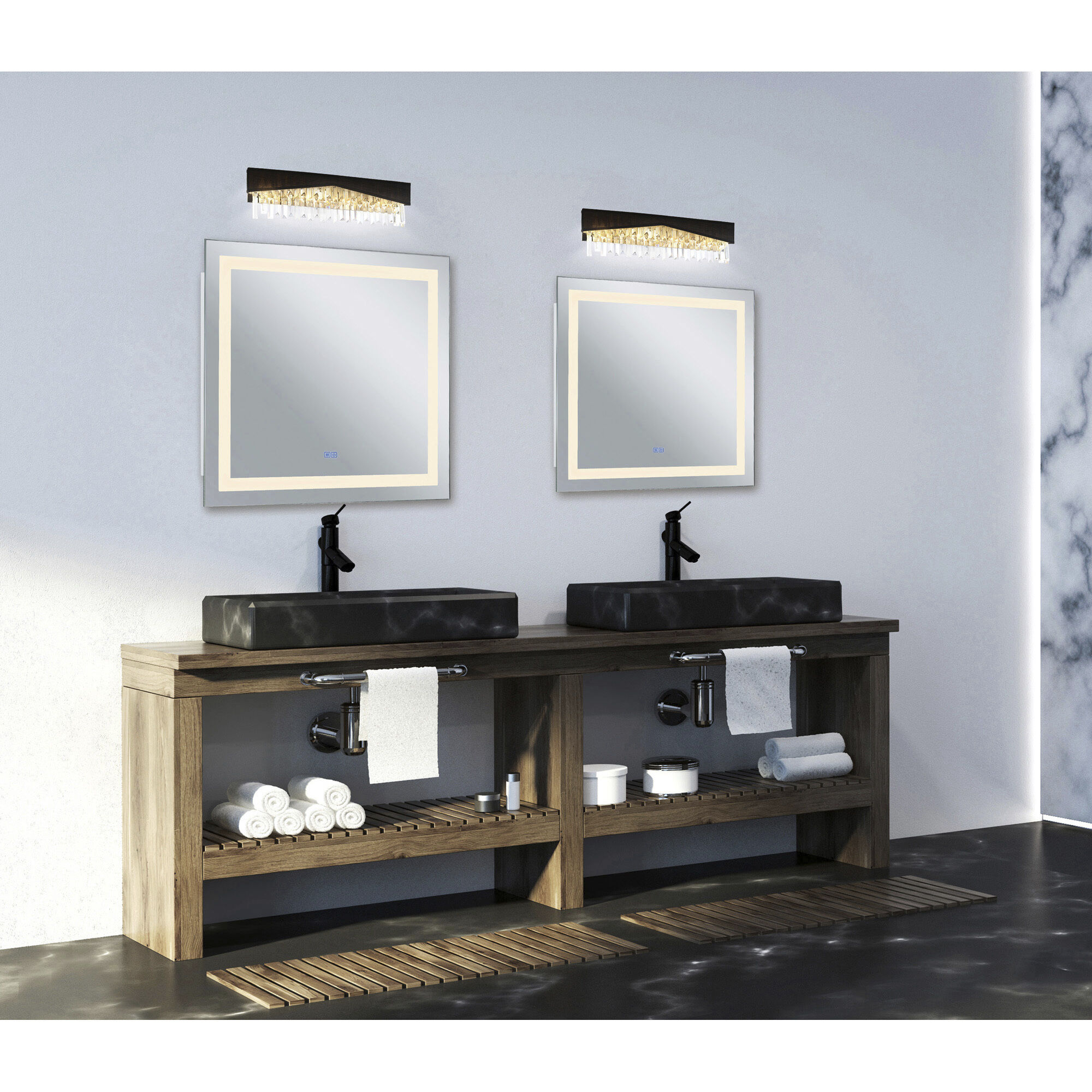 Havely 4 Light 5 inch Chrome Wall Light in Black