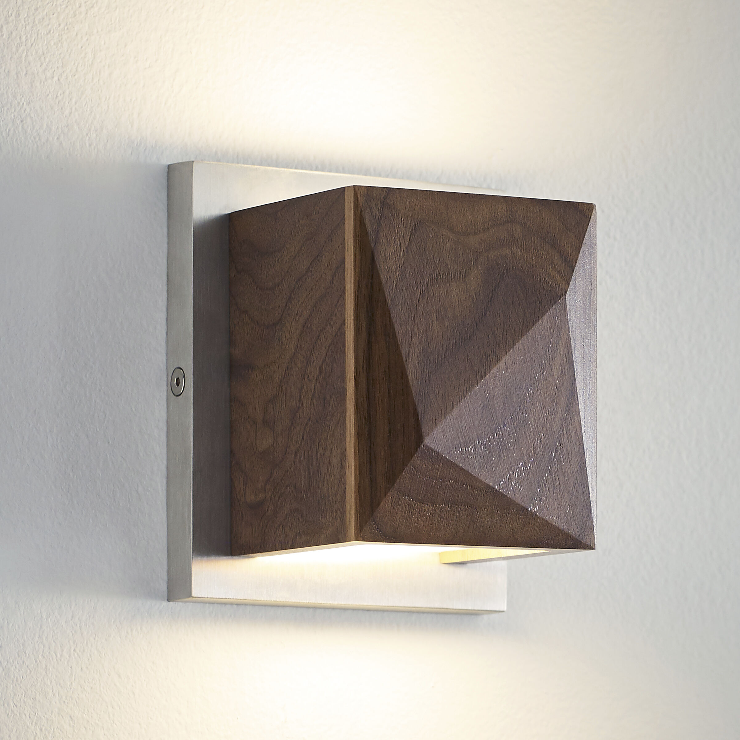 Cafe Wall Light in LED 90 CRI 3000K 120V, Walnut/Satin Nickel, Integrated LED
