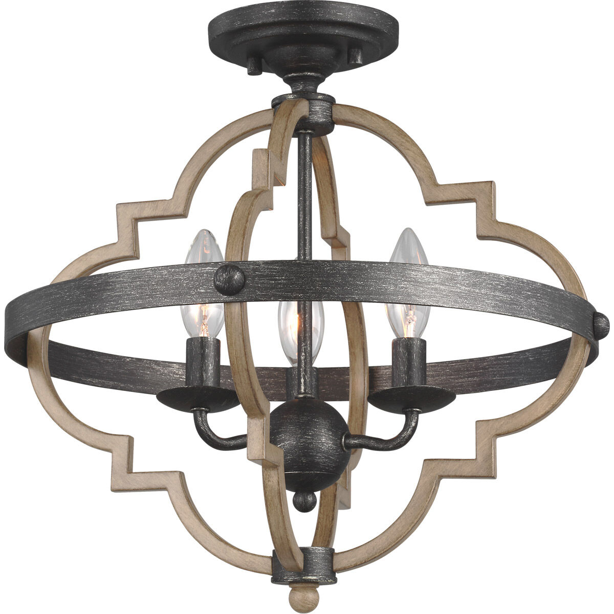 Socorro 3 Light 15.5 inch Stardust Semi-Flush Mount Ceiling Light