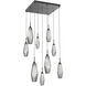 Aalto LED 27.1 inch Matte Black Chandelier Ceiling Light in Optic Rib Smoke, 2700K LED, Square Multi-Port