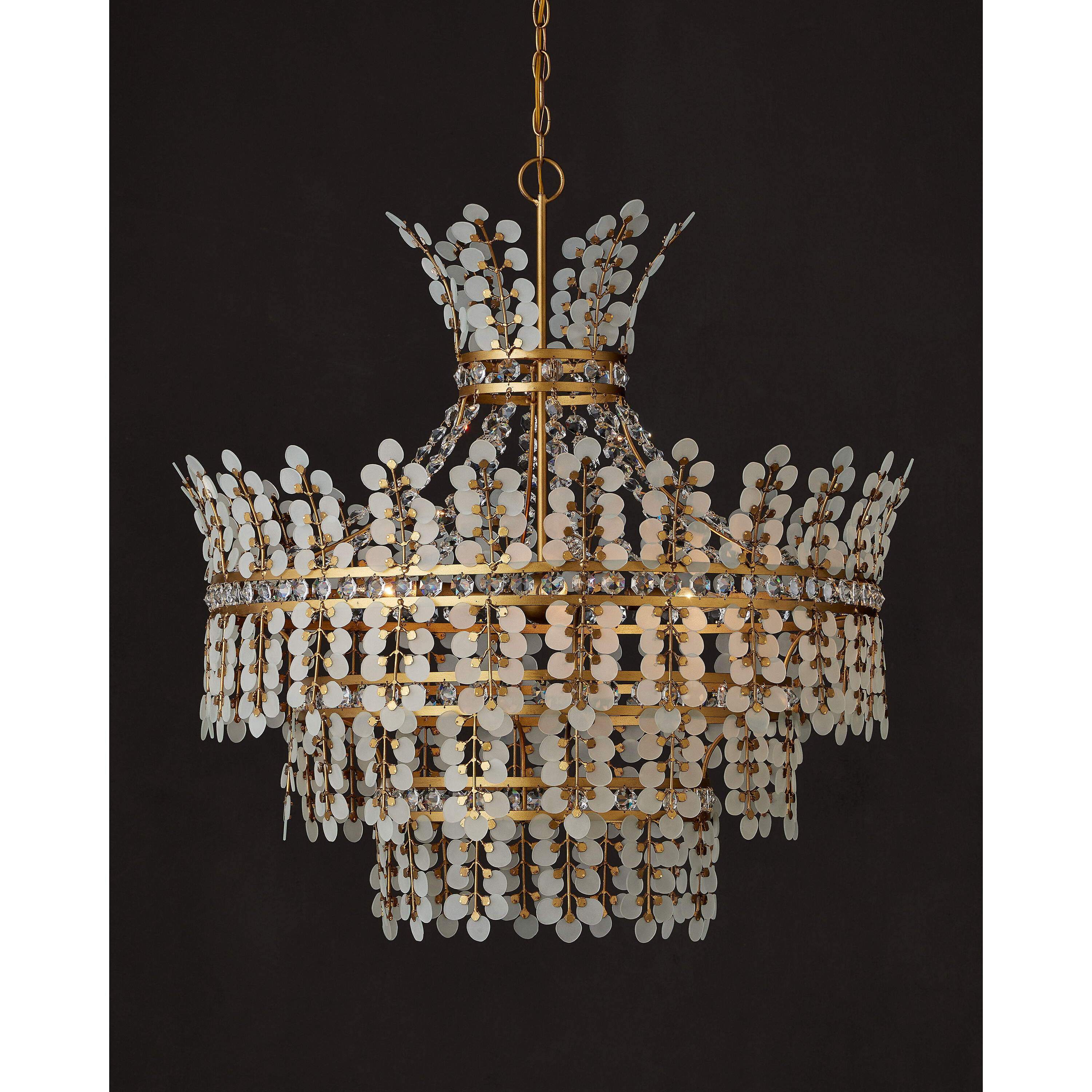 Bradshaw 4 Light 35.5 inch Frosted/Clear/Brass Chandelier Ceiling Light
