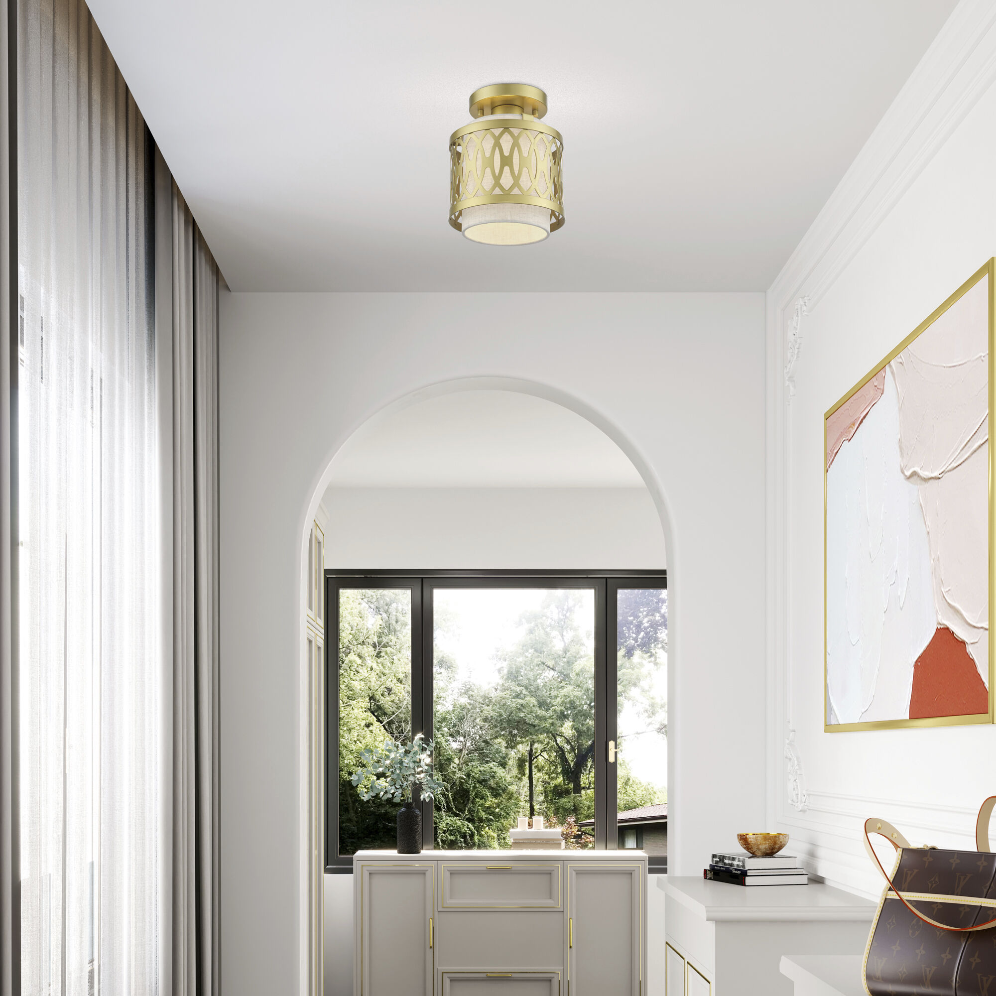 Vistaview 1 Light 7.25 inch Soft Gold Semi-Flush Ceiling Light