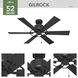 Gilrock 52 inch Matte Black with Golden Maple/Matte Black Blades Ceiling Fan