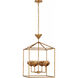 Julie Neill Alberto LED 18 inch Antique Gold Leaf Open Cage Lantern Ceiling Light, Medium