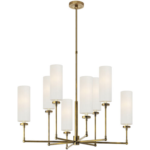 Thomas O'Brien Ziyi 8 Light 33.5 inch Hand-Rubbed Antique Brass Chandelier Ceiling Light in Linen, Large