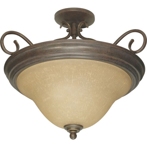 Castillo 3 Light 18.5 inch Sonoma Bronze and Champagne Semi Flush Mount Ceiling Light