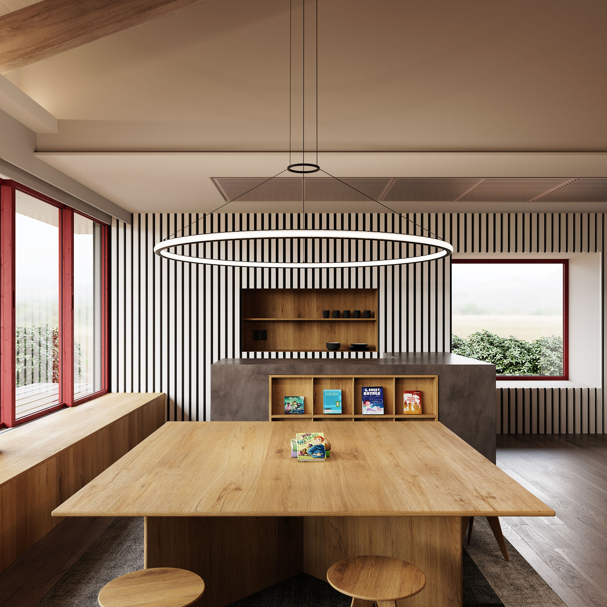 Luna LED 61.5 inch Satin Black Pendant Ceiling Light