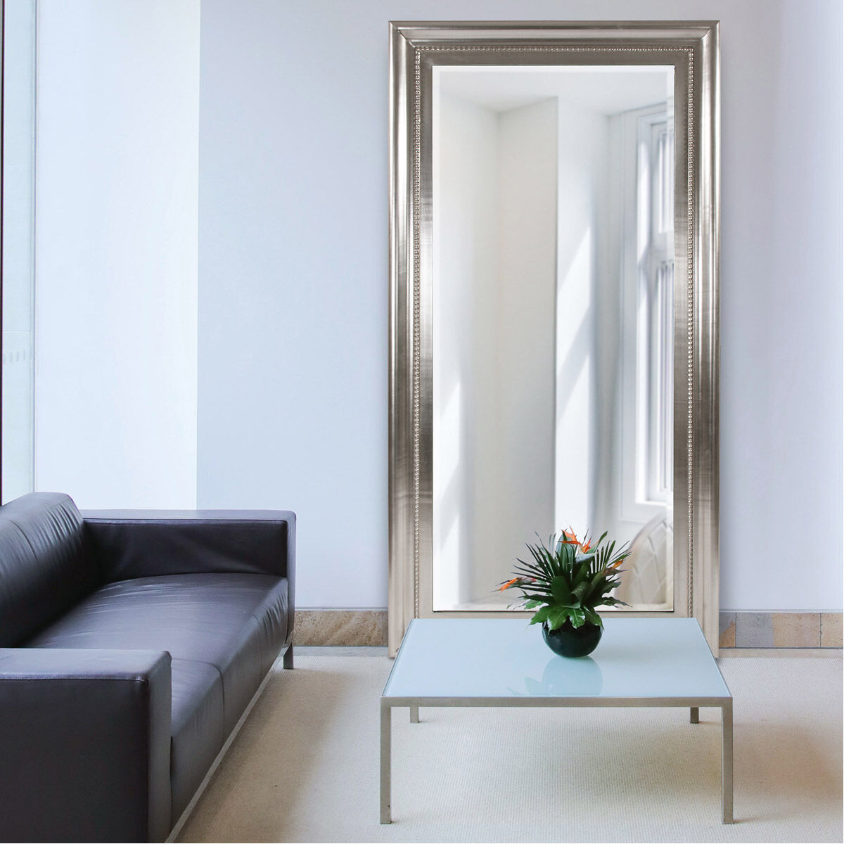 Marla 81 X 43 inch Bright Silver Leaf Wall Mirror