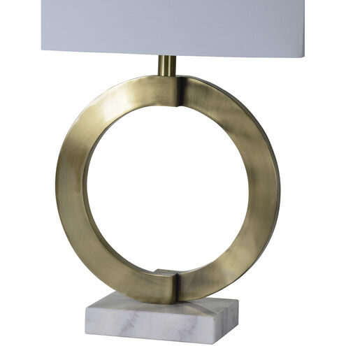 Skylar 27 inch 100 watt Antique Brass and White Table Lamp Portable Light