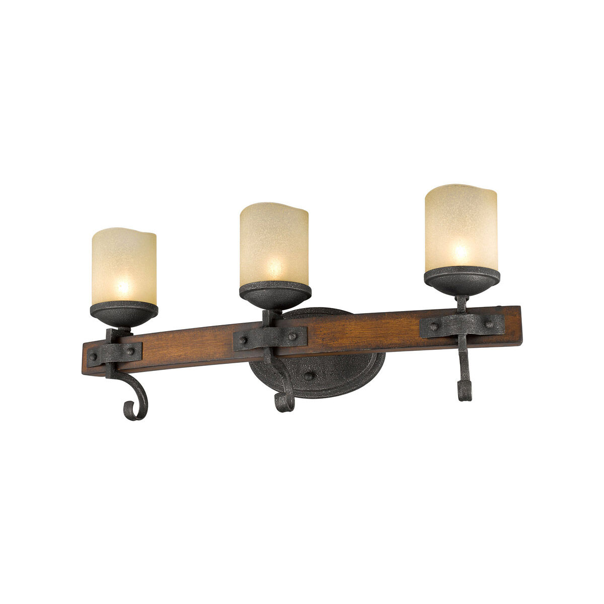 Madera 3 Light 24 inch Black Iron Bath Vanity Wall Light