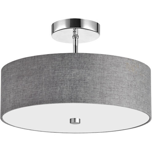 Everly 3 Light 14.25 inch Polished Chrome with Grey Semi-Flush Mount Ceiling Light