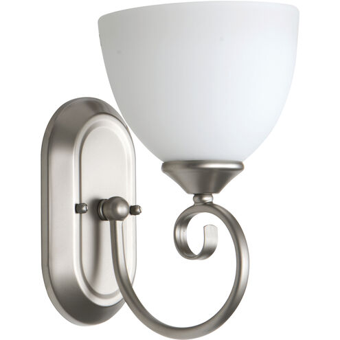 Raleigh 1 Light 6.5 inch Satin Nickel Wall Sconce Wall Light in White Glass, Jeremiah