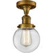 Franklin Restoration XX-Large Beacon 1 Light 12 inch Brushed Brass Semi-Flush Mount Ceiling Light in Clear Glass, Franklin Restoration