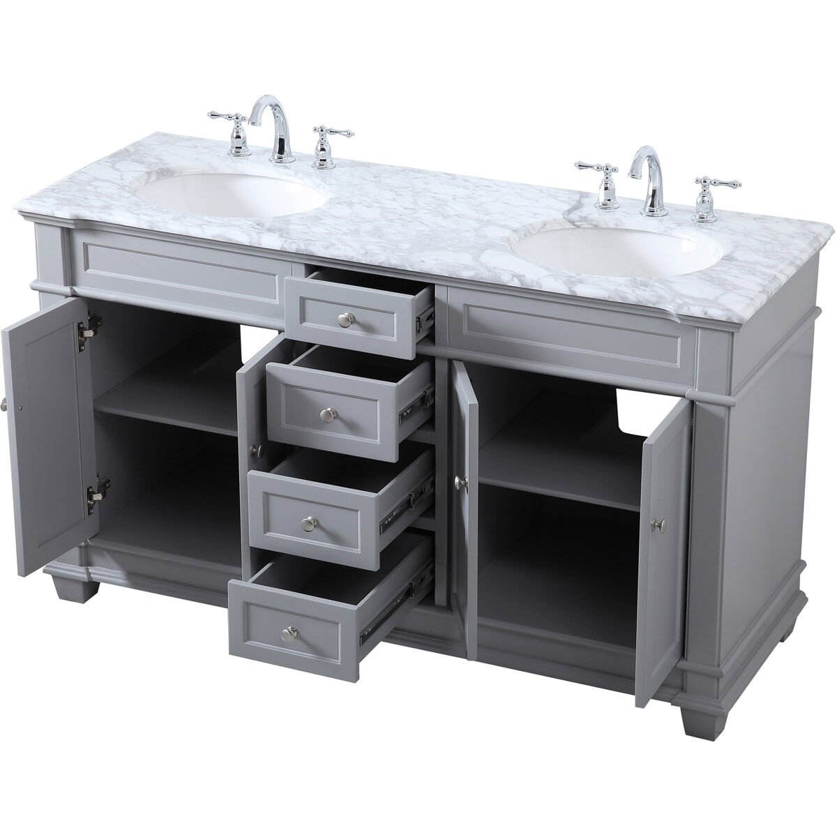 Wesley 60 X 21.5 X 35 inch Grey Vanity Sink Set in Gray