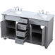 Wesley 60 X 21.5 X 35 inch Grey Vanity Sink Set in Gray