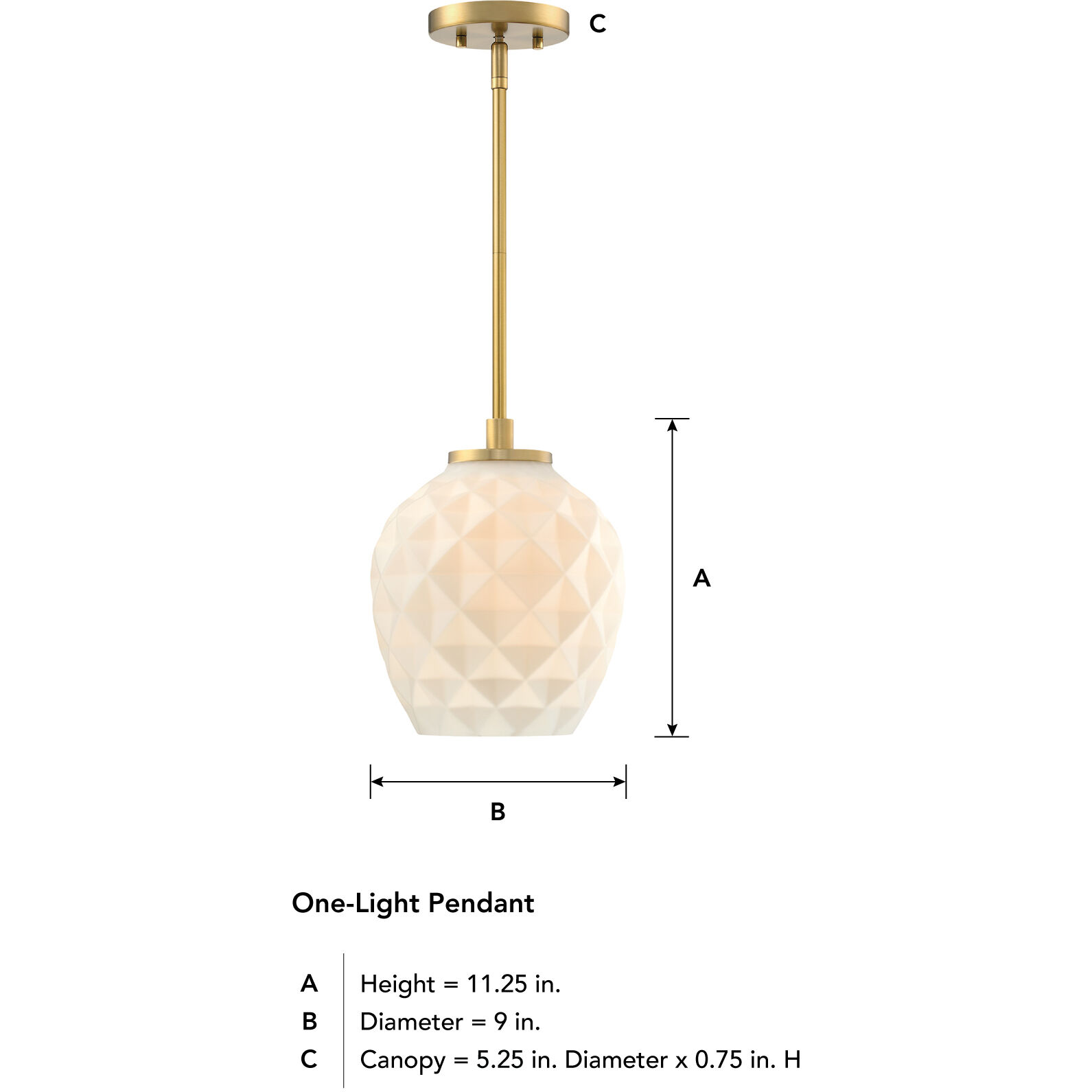 Dita 1 Light 9 inch Brushed Gold Pendant Ceiling Light