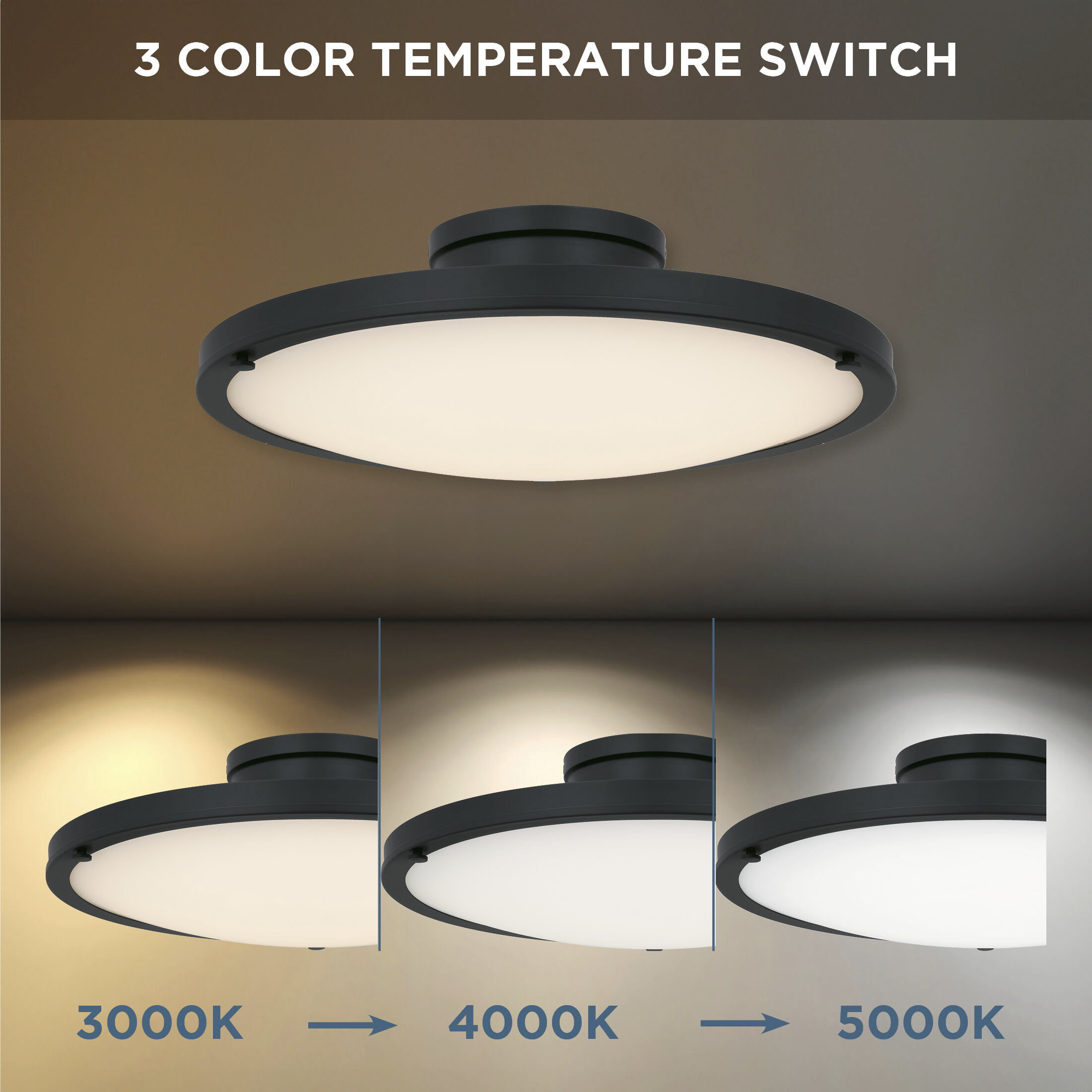 Donne LED 15.75 inch Matte Black Semi-Flush Mount Ceiling Light, Medium