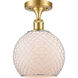 Ballston Farmhouse Chicken Wire 1 Light 8 inch Satin Gold Semi-Flush Mount Ceiling Light, Ballston
