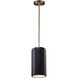 Radiance Collection LED 7 inch Carbon Matte Black with Polished Chrome Pendant Ceiling Light