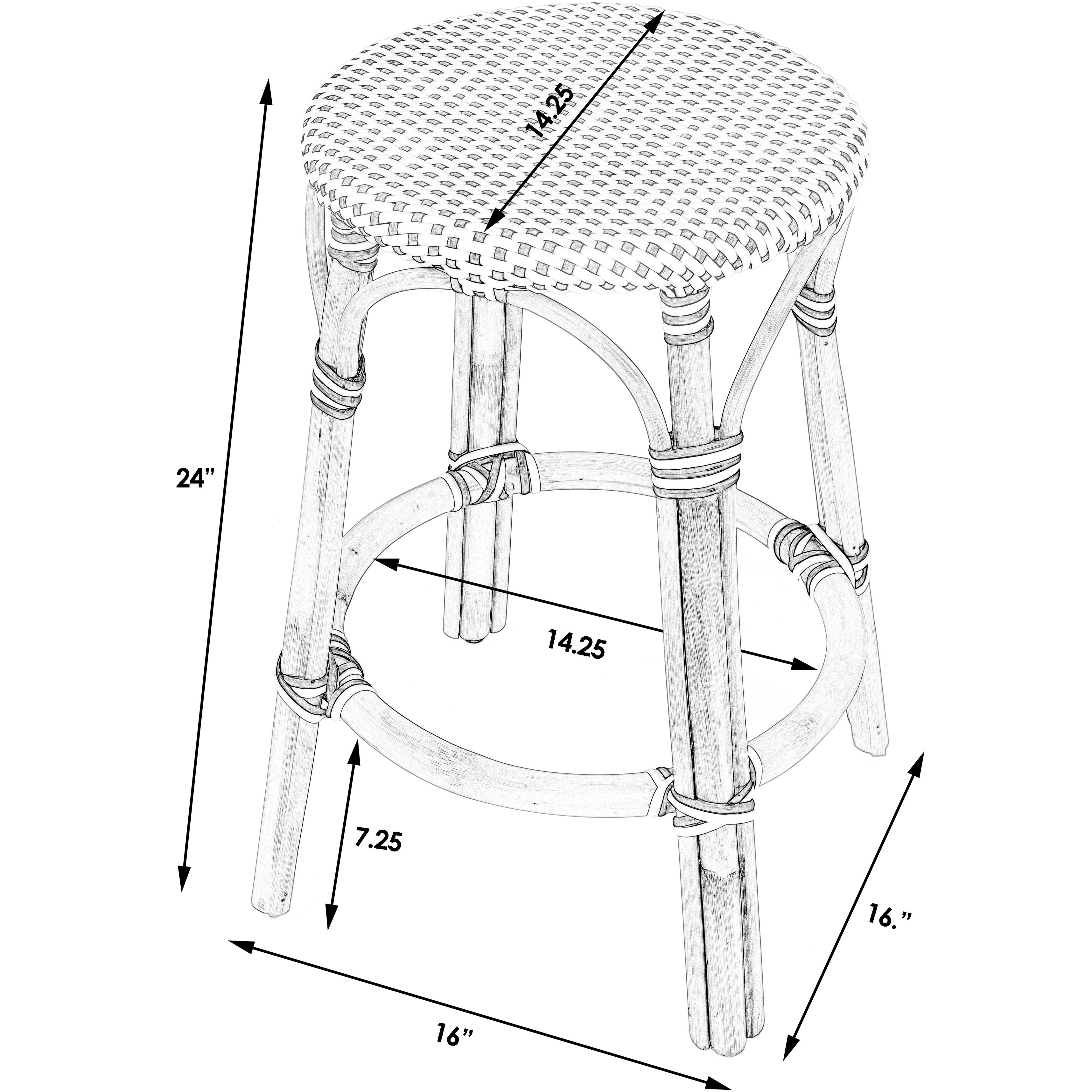 Tobias Rattan Round 24" Counter Stool in Red and White Dot