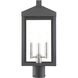 Nyack 3 Light 20 inch Black with Brushed Nickel Cluster Outdoor Post Top Lantern
