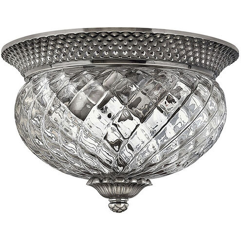 Plantation 2 Light 12 inch Polished Antique Nickel Indoor Bath Flush Mount Ceiling Light